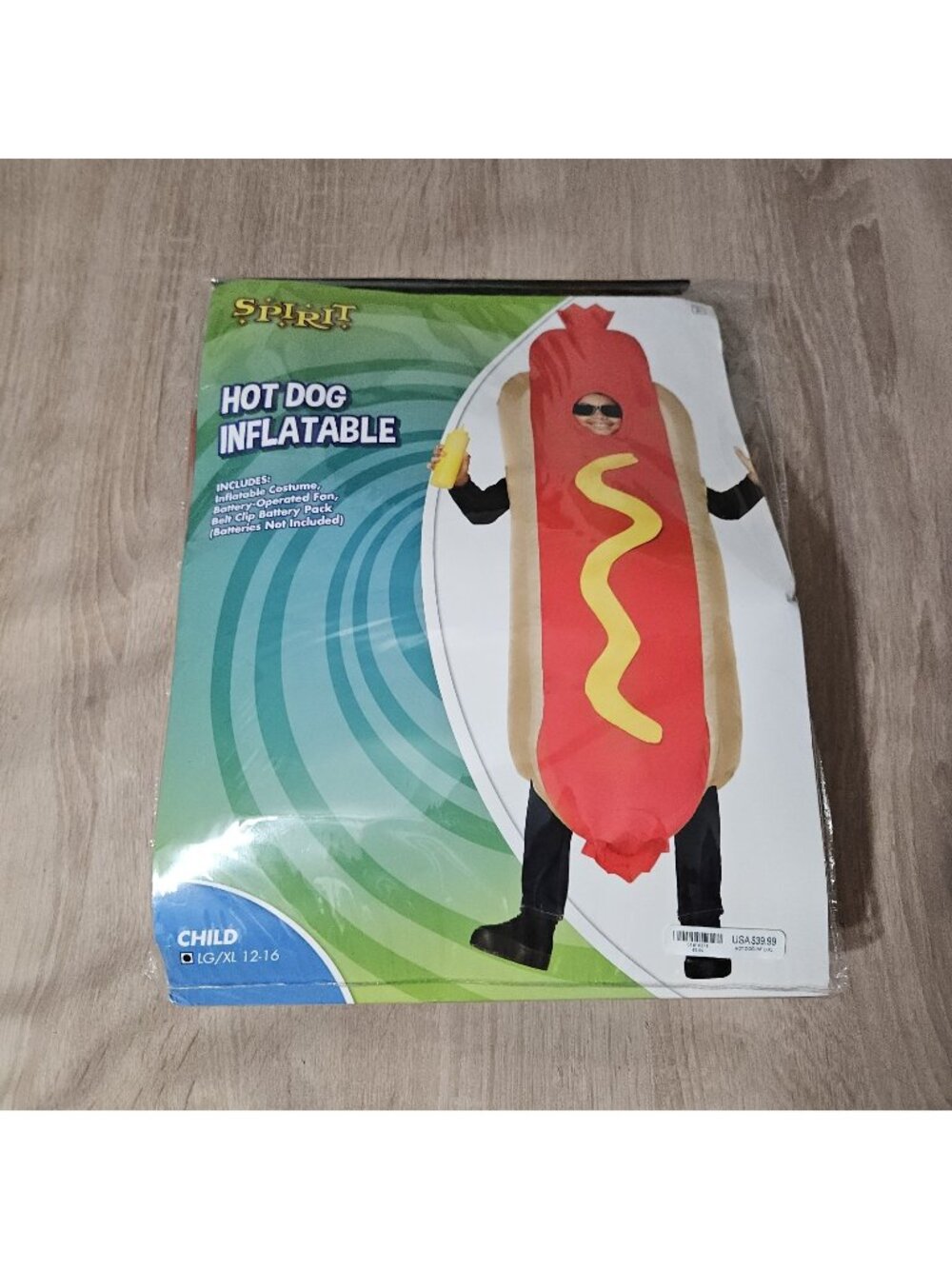 Spirit Hot Dog Inflatable Halloween Costume Child Size LG/XL 12-16 New